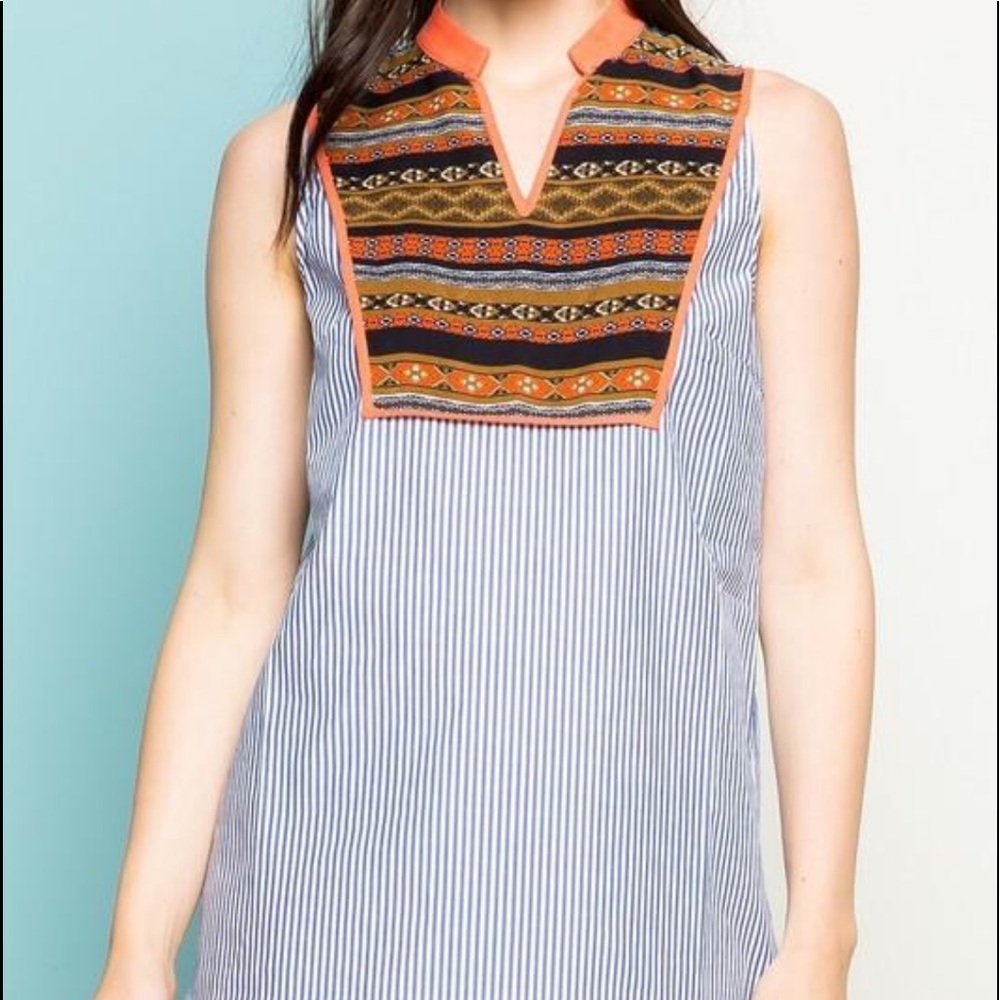 NWT THML Navy Stripe Detailed Dress